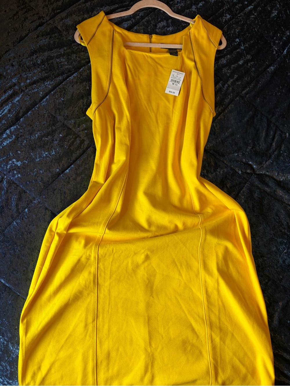 Ashley Stewart Bright Yellow Sleeveless Dress with Zipper Trim